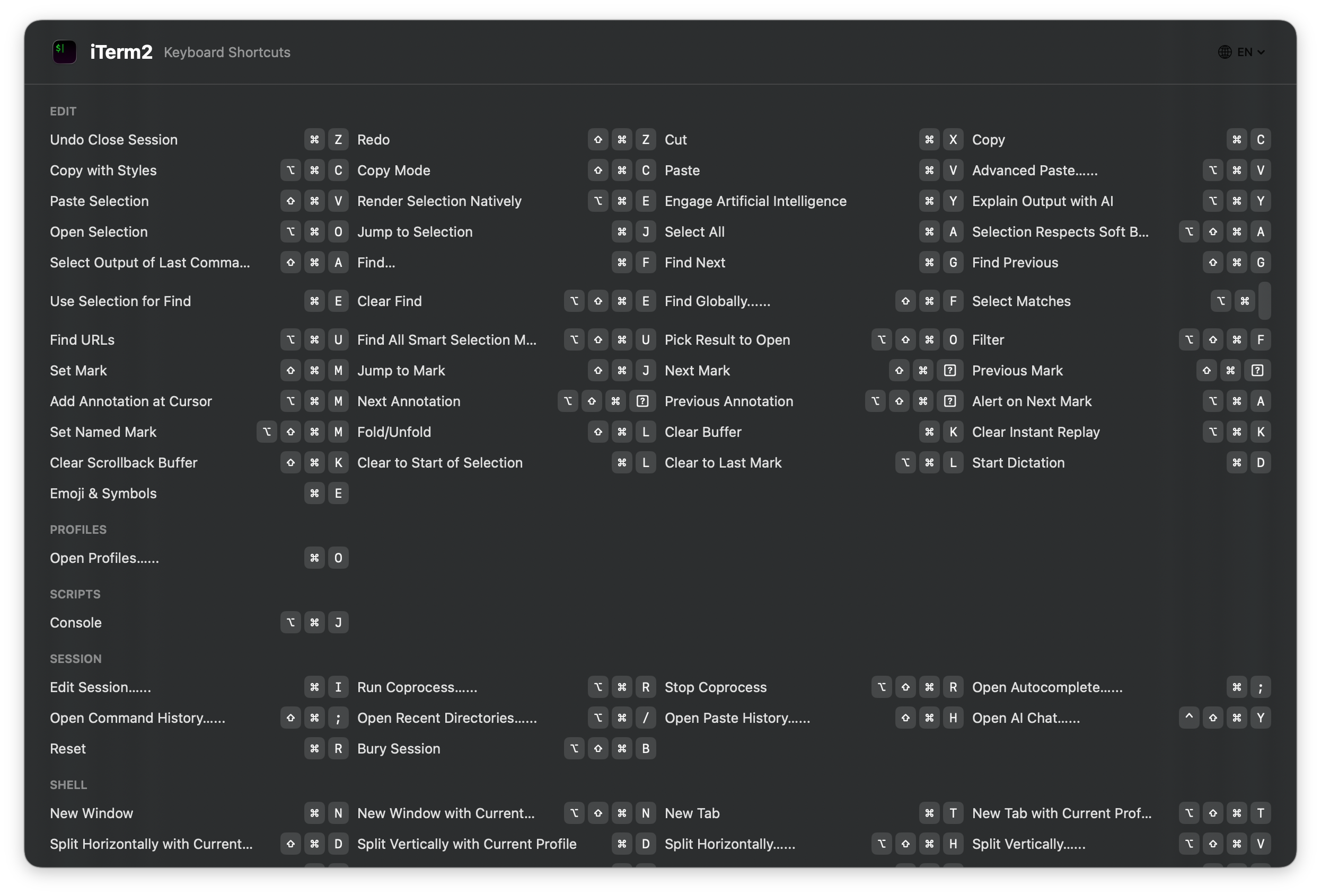 KeyHint showing keyboard shortcuts of an app